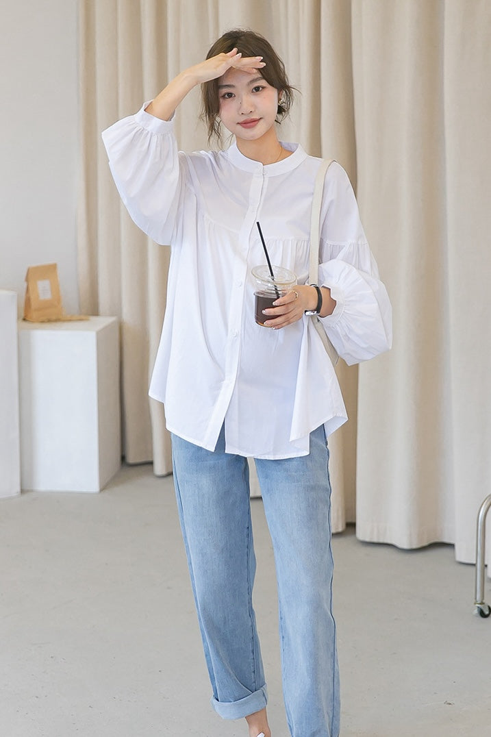 Casual Chic Maternity Blouse with Button Front