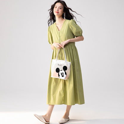 Summer Loose Puff Sleeve Midi Dress