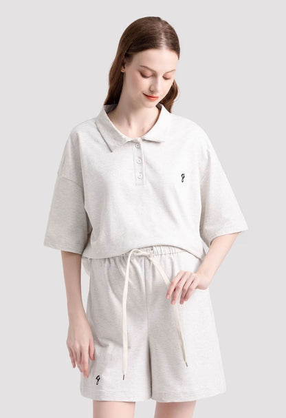 Casual Maternity Short Sleeve Two-Piece Light Grey