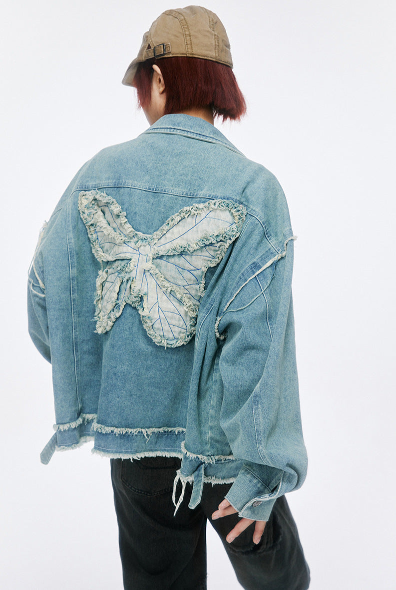 Butterfly Embroidered Denim Jacket