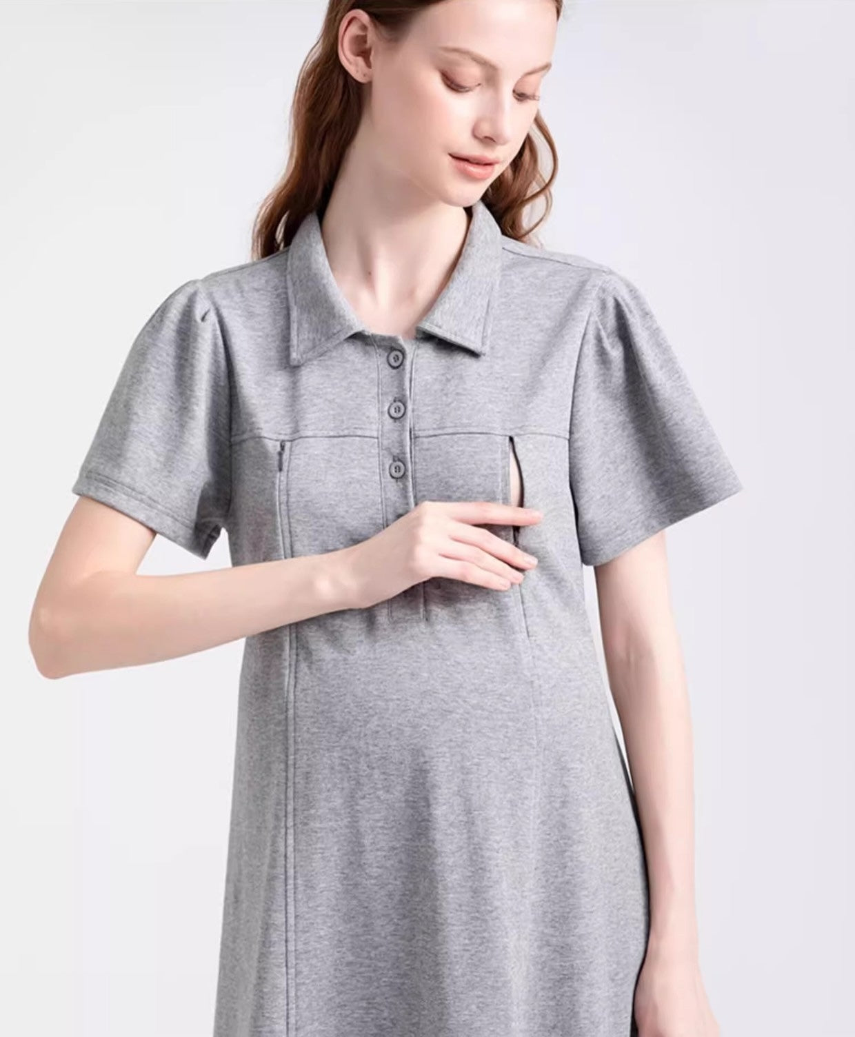 Short Sleeve A-Line Nursing Dress