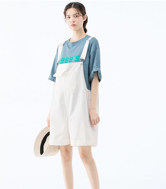 Cotton Loose Wide Leg Short Overall Romper