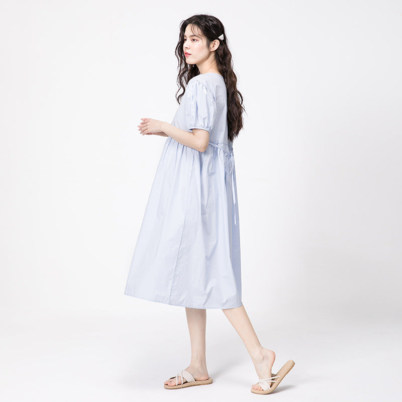 Summer Loose Puff Sleeve Midi Dress