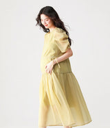 Round-Neck Loose Chiffon Midi Dress