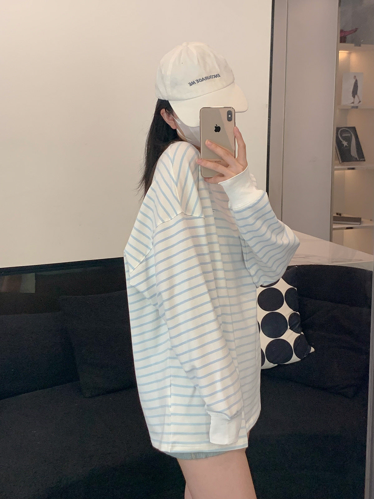 ADER EOFFOR Blue and White Striped Long Sleeve T-Shirt