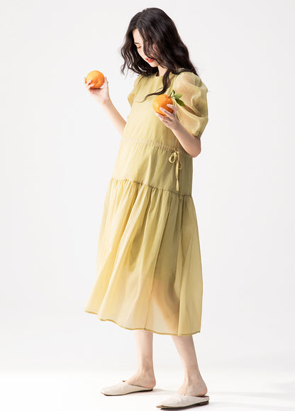 Round-Neck Loose Chiffon Midi Dress