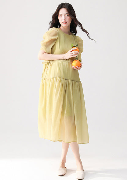 Round-Neck Loose Chiffon Midi Dress