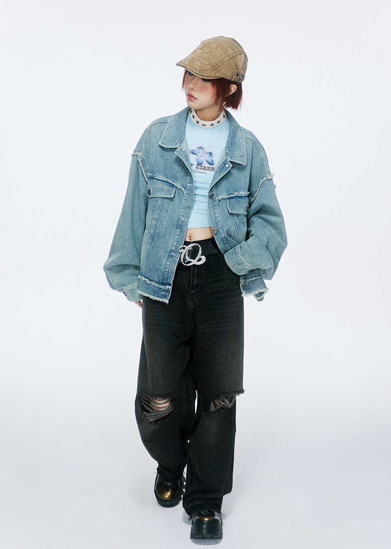 Butterfly Embroidered Denim Jacket