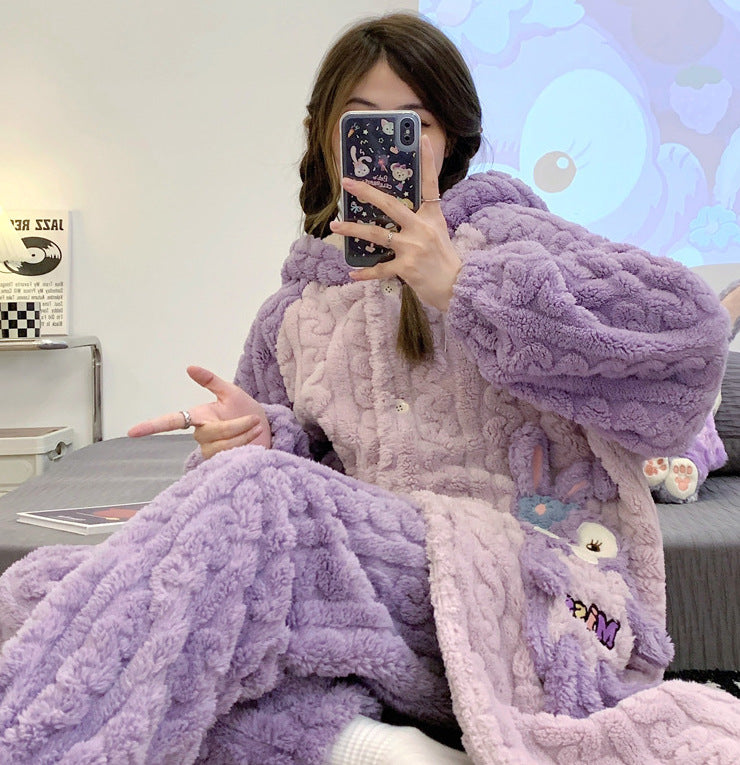 StellaLou Fleece Fluffy Fuzzy Warm Pyjama Set