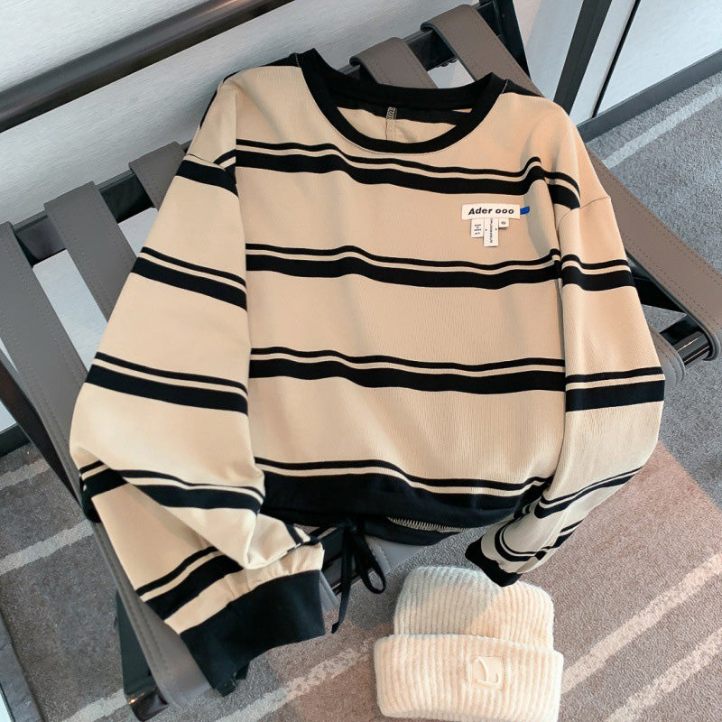 ADER EOFFOR Khaki Striped Long Sleeve T-Shirt