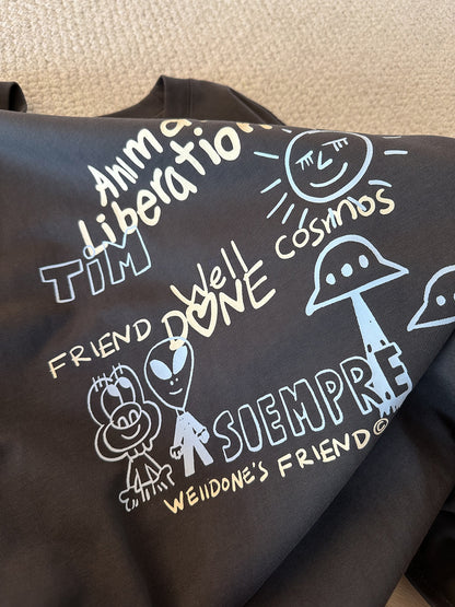 WE11DONE Alien Doodle Oversized Long Sleeve T-Shirt