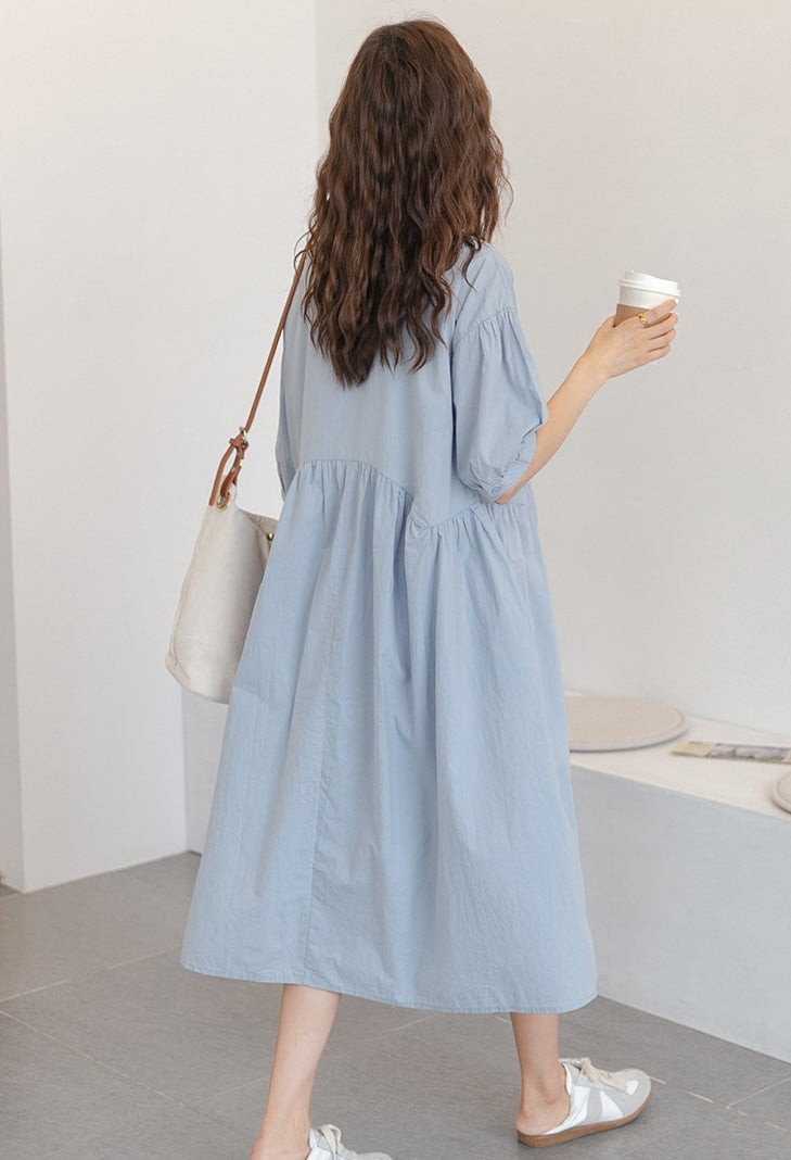 Breezy Blue Maternity Midi Dress