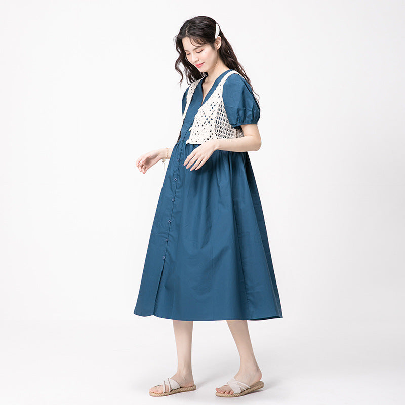 Summer Loose Puff Sleeve Midi Dress