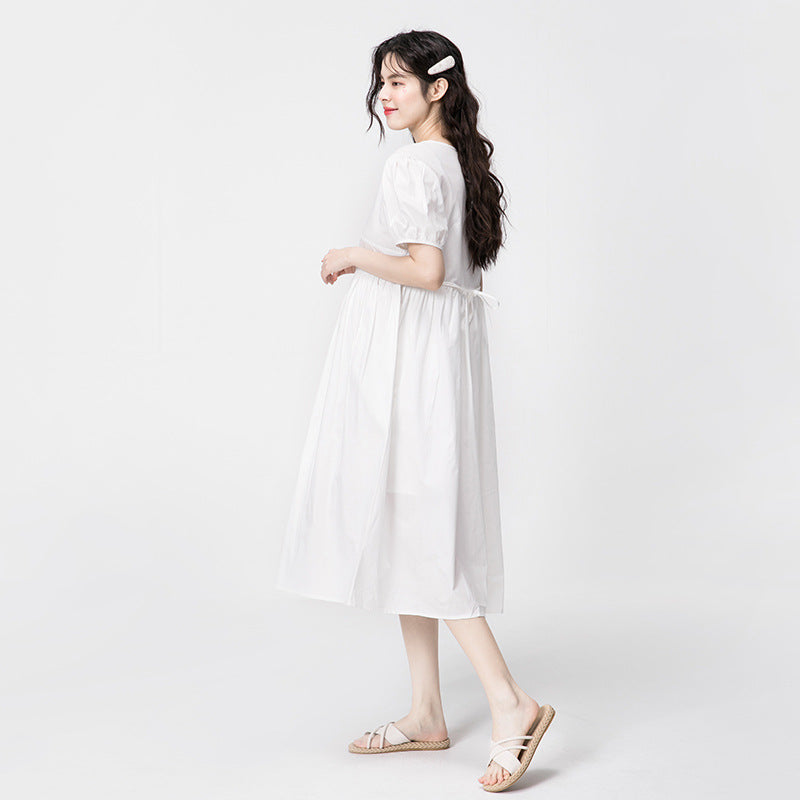 Summer Loose Puff Sleeve Midi Dress