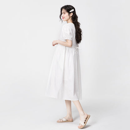 Summer Loose Puff Sleeve Midi Dress