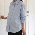 Relaxed Blue Collared Maternity Top