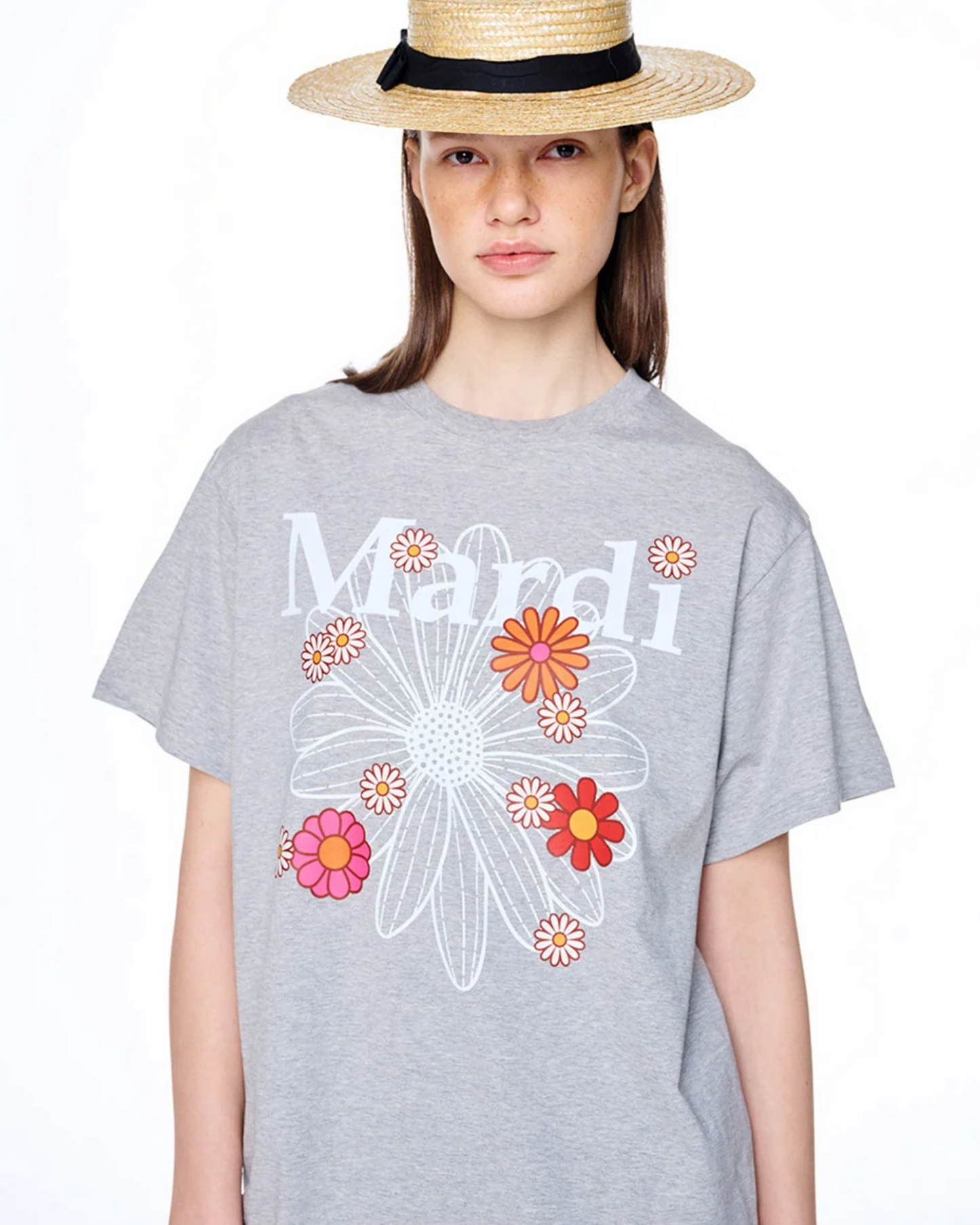T-shirt flowermardi blossom grey white