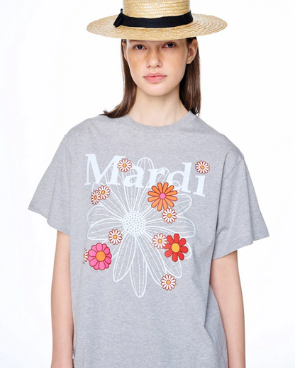 T-shirt flowermardi blossom grey white