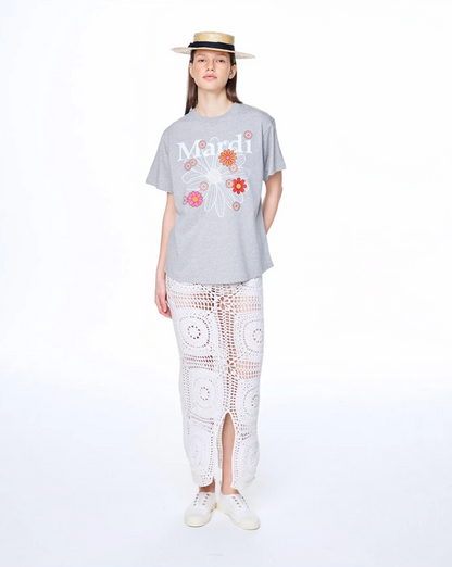 T-shirt flowermardi blossom grey white
