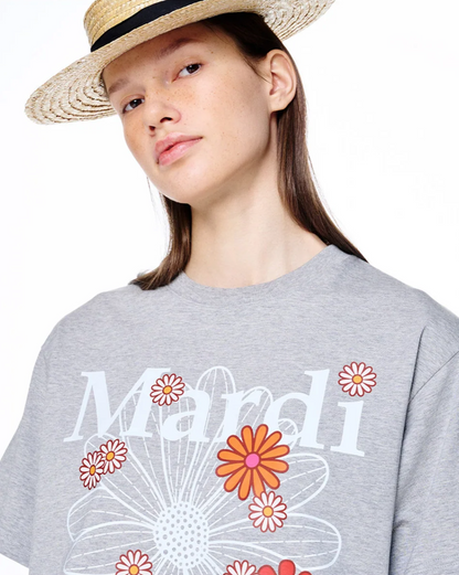 T-shirt flowermardi blossom grey white