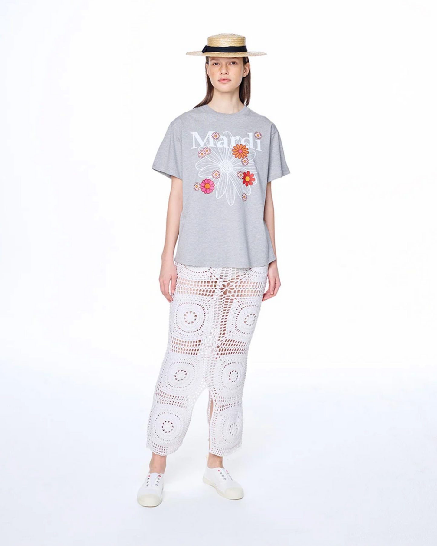 T-shirt flowermardi blossom grey white