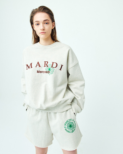Sweat shorts marche emblem needlework oatmeal green