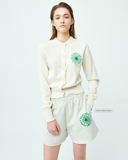 Sweat shorts marche emblem needlework oatmeal green