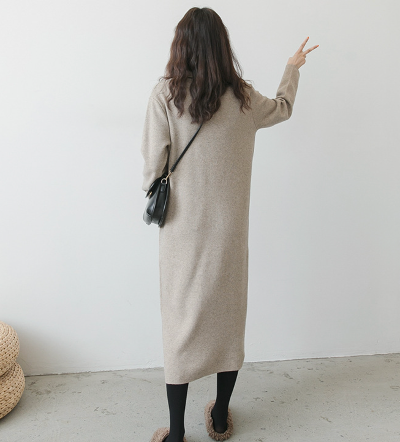 Cozy Knit Maternity Maxi Dress with Square Neckline