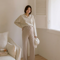 Velvet-Lined Maternity Palazzo Pants Oatmeal