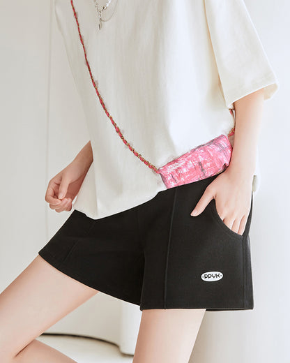Causal Cotton Ribbed Shorts