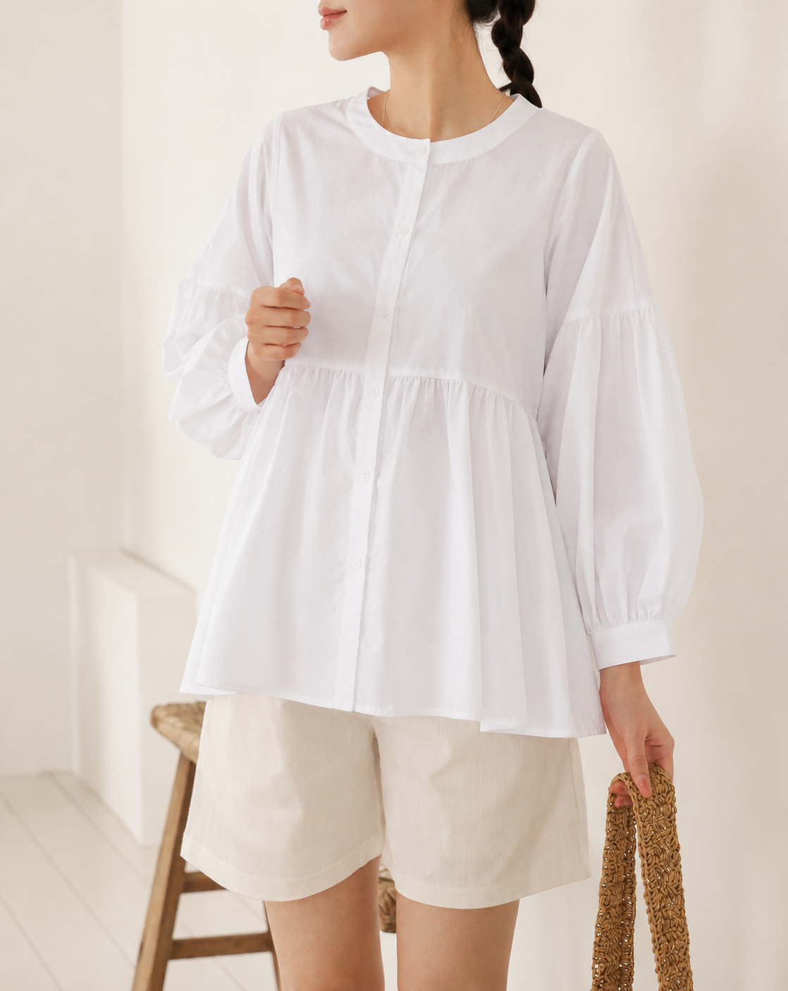 Casual Chic Maternity Blouse with Button Front