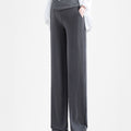 Wide Leg Crossover Waist Cotton Silk Pants Grey
