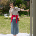 Denim A-Line High Waist Maxi Skirt