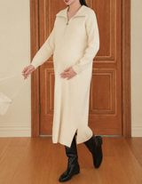 Elegant Ivory Maternity Sweater Dress