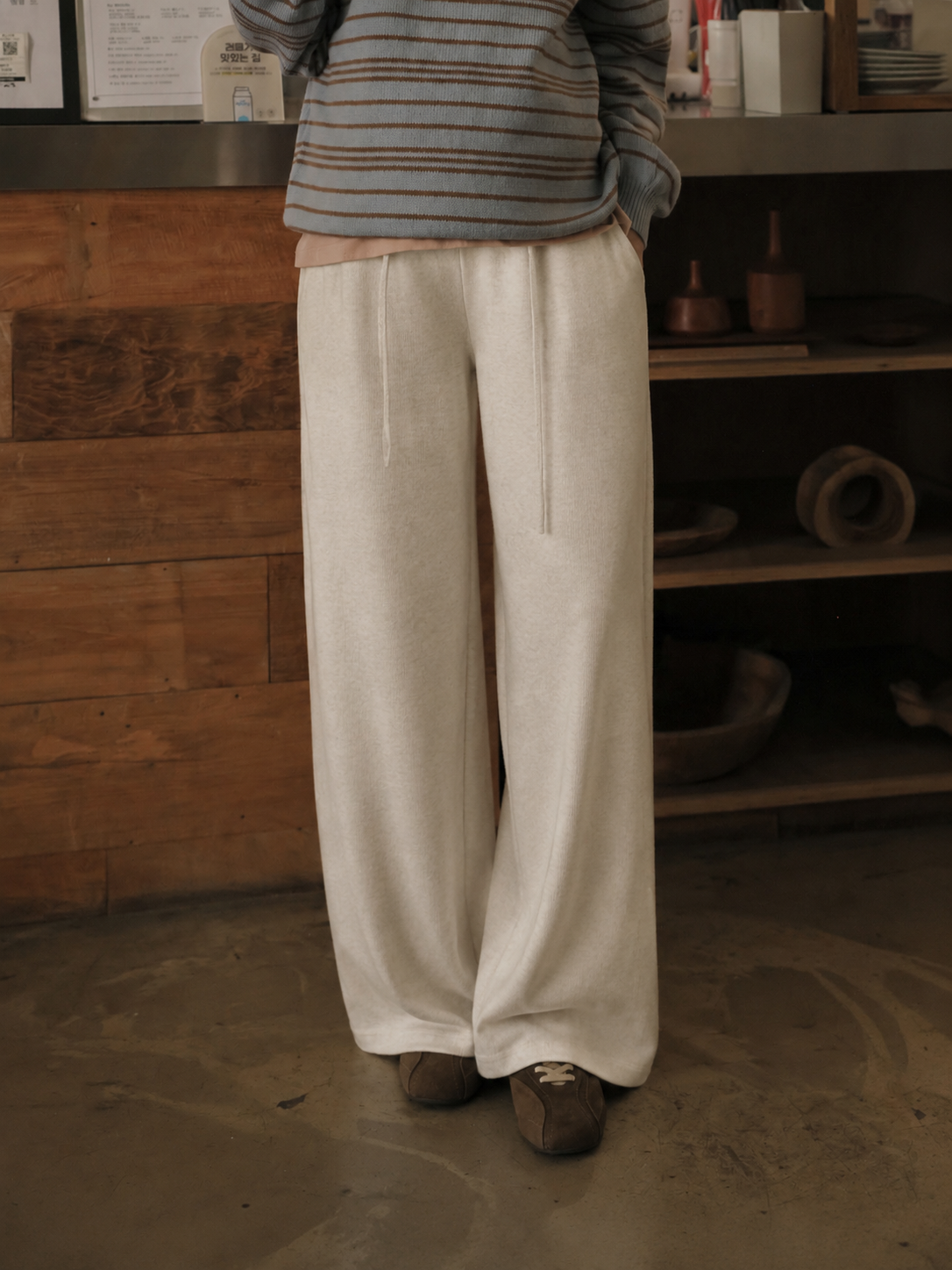 Fləfē Wide Leg Pants Off White