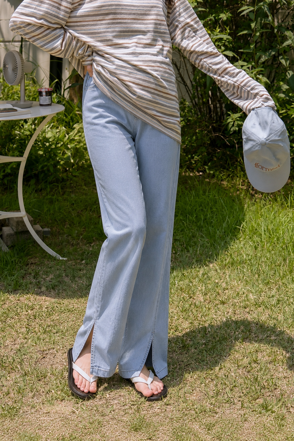 Front Slit Jeans Cool Summer Light Blue