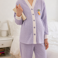 Mauve Quilted Cotton Maternity Nursing Pajamas Set