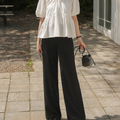 Over Bump Straight Leg Cotton Silk Pants Black