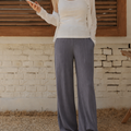 Over Bump Straight Leg Cotton Silk Pants Grey