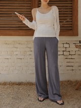 Over Bump Straight Leg Cotton Silk Pants