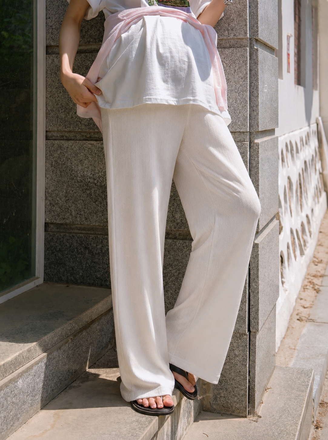 Over Bump Straight Leg Cotton Silk Pants