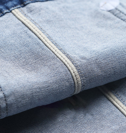Blue Grey Loose Fit Straight Overalls