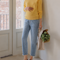 Straight Leg Denim with Raw Cut