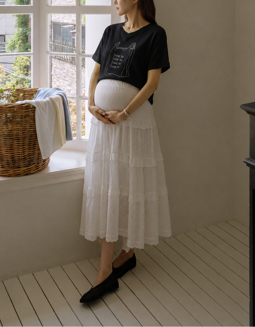 White Tiered Cake Skirt Two-Piece Set