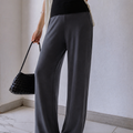 Wide Leg Crossover Waist Cotton Silk Pants Grey