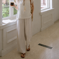 Wide Leg Ice Silk Pants Beige
