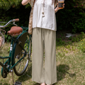 Wide Leg Ice Silk Pants Khaki